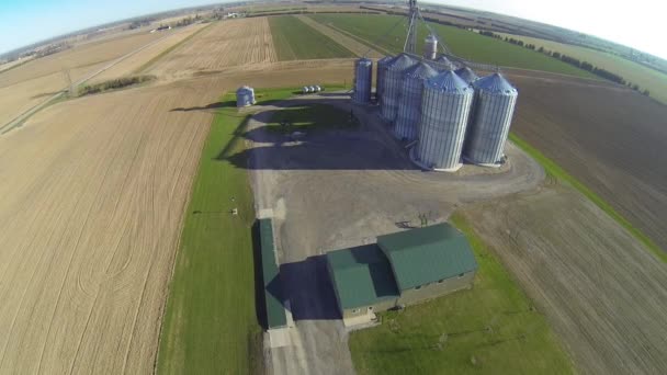 Vista Aérea Grande Silo Fazenda — Vídeo de Stock