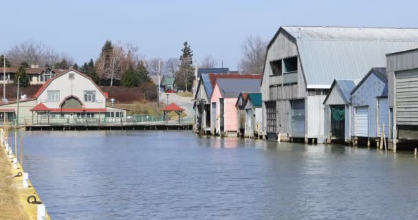 Vista Del Puerto Casas Botes Port Rowan Ontario Canadá — Vídeo de stock