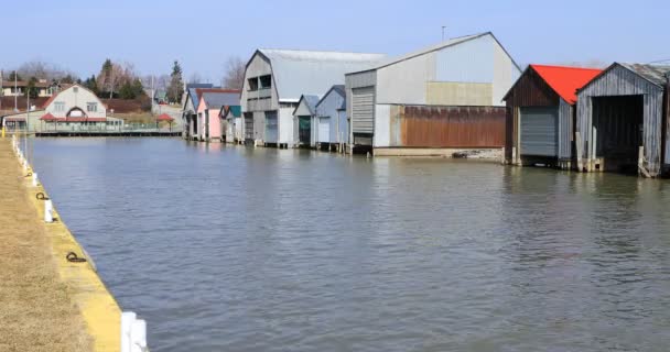 Harbor Boathouses Port Rowan Ontario Canada — Vídeo de stock