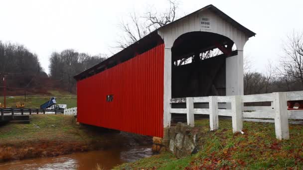 Vista Root Covered Bridge Ohio Estados Unidos — Vídeos de Stock