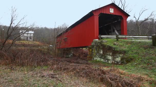 Shinn Covered Bridge Ohio Stany Zjednoczone Ameryki — Wideo stockowe