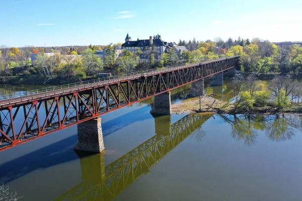 Uma Antena Ponte Ferroviária Cambridge Ontário Canadá — Fotografia de Stock