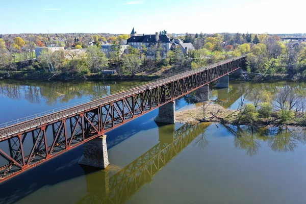 Uma Vista Aérea Ponte Ferroviária Cambridge Ontário Canadá — Fotografia de Stock