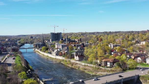 Aerial Dari Kota Cambridge Ontario Kanada — Stok Video
