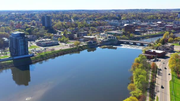 Zdjęcie Miasta Cambridge Kanada Nad Grand River — Wideo stockowe