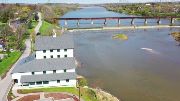 Luchtfoto Bij Grand River Caledonia Ontario Canada — Stockvideo