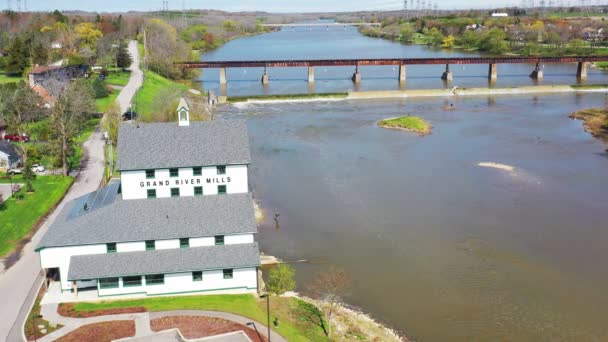 Caledonia Ontario Canada Mai 2021 Luftaufnahme Der Caledonia Mill Grand — Stockvideo