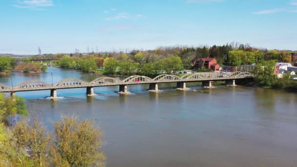 Aerial Historic Caledonia Bridge Grand River Ontario Canada — Video Stock