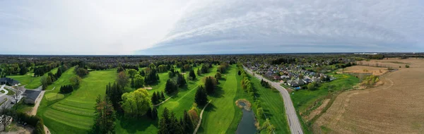 Panorama Aéreo Sobre Campo Golfe — Fotografia de Stock