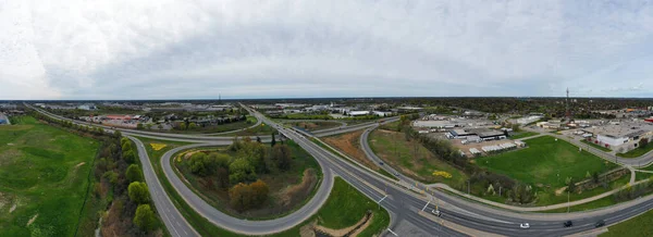 Panorama Aéreo Cloverleaf Dia Ensolarado — Fotografia de Stock