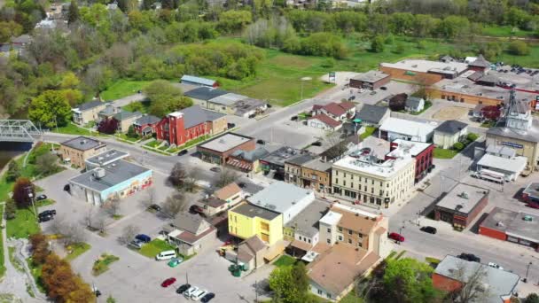New Hamburg Ontario Canada_ May 2021 Aerial Scene Downtown New — Stock Video