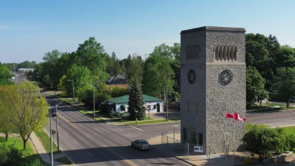 Aerial Norfolk Carillon Tower Simcoe Ontario Canada — Vídeo de stock