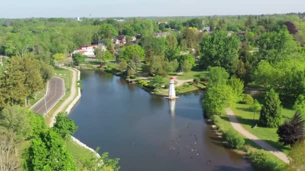 Aerial Wellington Park Simcoe Ontario Канада — стоковое видео