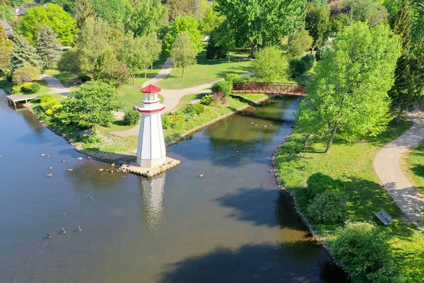 Een Luchtfoto Van Simcoe Lighthouse Simcoe Ontario Canada — Stockfoto