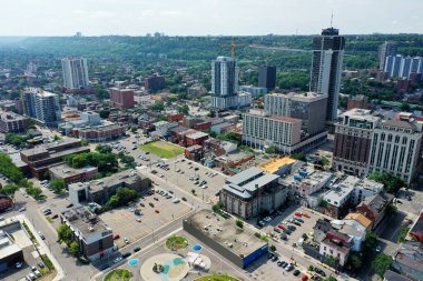 Hamilton, Ontario, Kanada şehir merkezinden bir hava sahnesi