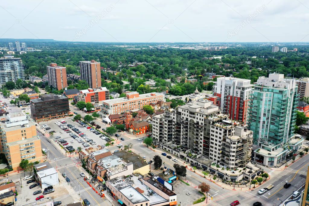 An aerial view in Burlington, Ontario, Canada