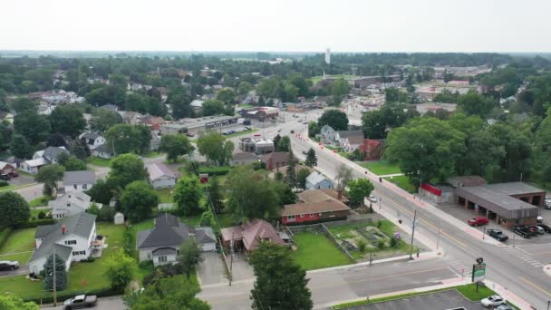 Aerial View Delhi Ontario Canada Downtown — Stock Video