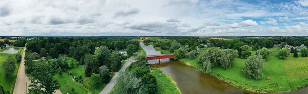 Panorama Aéreo Montrose Covered Bridge Ontário Canadá — Fotografia de Stock