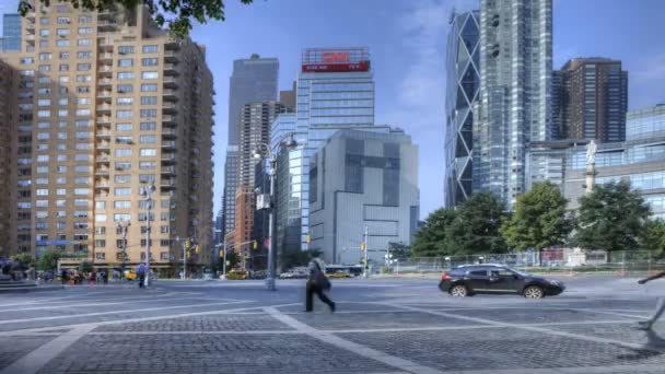 Een weergave van columbus circle in manhattan — Stockvideo