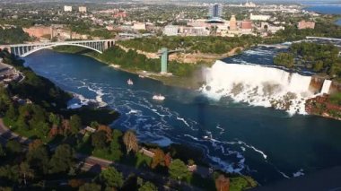 panoramik american falls ve Gökkuşağı Köprüsü, niagara Şelalesi