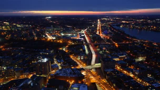 En timelapse vy av Boston på natten — Stockvideo