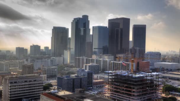 Θολό τοπίο θέα της πόλης του Λος Άντζελες — Αρχείο Βίντεο