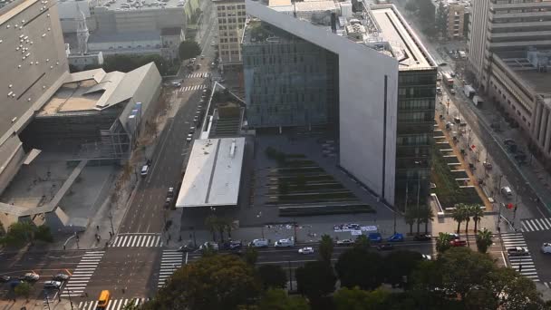 Вид с воздуха на департамент полиции Лос-Анджелеса — стоковое видео