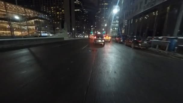 TORONTO, ONTARIO, CANADA  FEBRUARY 2015: Night Point of view POV drive in large city February 1, 2015 in Toronto — Stock Video