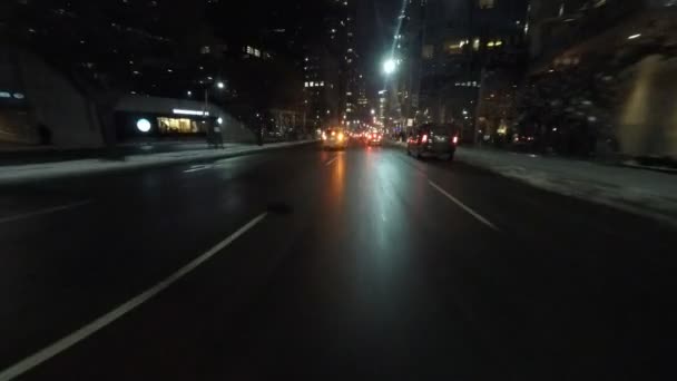 TORONTO, ONTARIO, CANADA  FEBRUARY 2015: Night Point of view POV drive in major city February 1, 2015 in Toronto — Stock Video