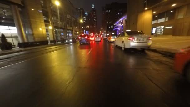 Toronto, Ontario, Kanada Şubat 2015: Görünüm sürücü (Pov) Toronto gece noktası — Stok video