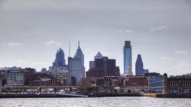 Timelapse di Filadelfia attraverso il fiume Delaware — Video Stock