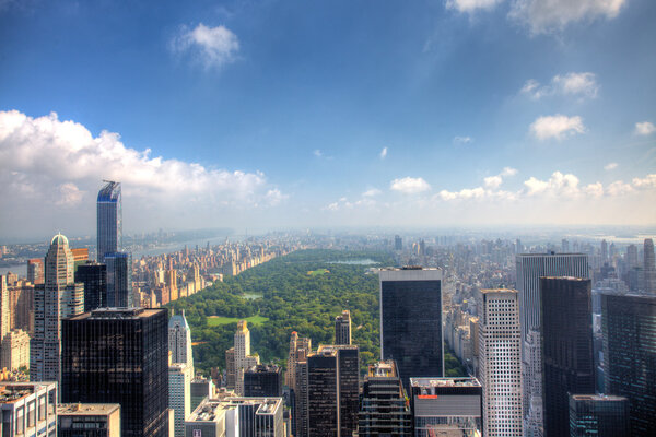 An aerial view above Central Park, New York
