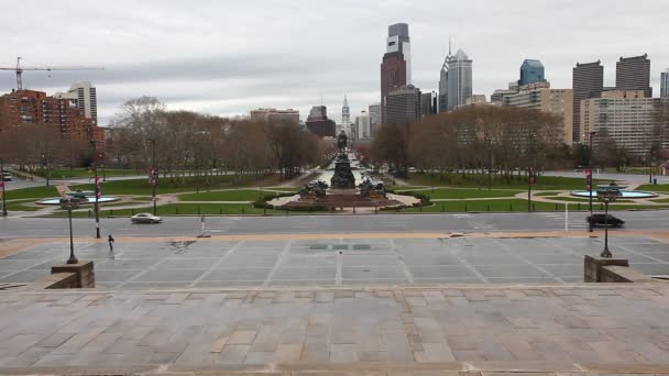 Vista desde el Museo de Arte de Filadelfia, Pennsylvania — Vídeo de stock