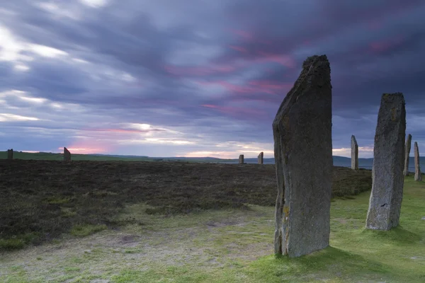 Tramonto all'Anello di Brodgar, Orcadi — Foto Stock