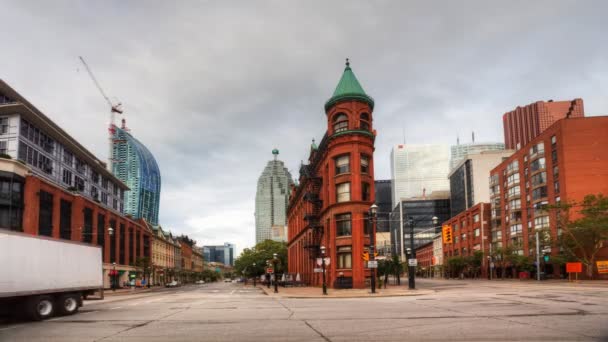 The Flatiron Building, also known as the Gooderham in Toronto — Stock Video