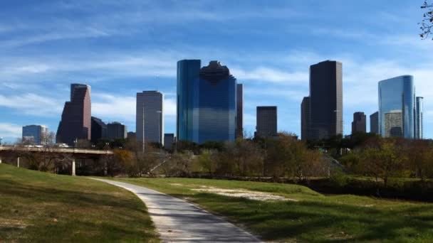 Sluiten timelapse van het centrum van de stad Houston — Stockvideo