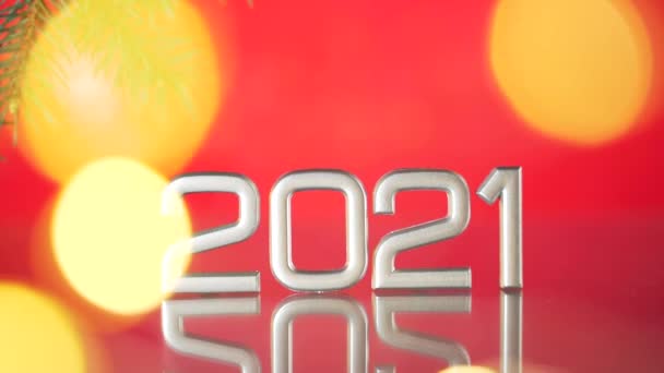 Gros Plan Date 2021 Sur Fond Rouge Bokeh Flou Des — Video