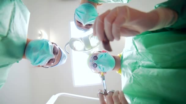 Team Doctors Nurses Patient Point View Vue Fonctionnement Bas Patient — Video