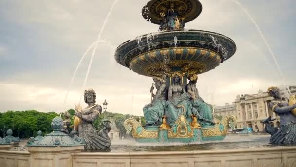 Die Fontaine Des Fleuves Brunnen Place Concorde Paris Frankreich Flüsse — Stockvideo