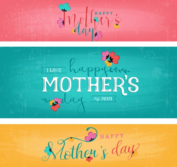 Elementos de Design do Dia das Mães, Emblemas e Etiquetas em Estilo Vintage — Vetor de Stock