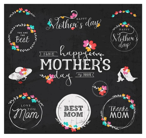 Mother's Day Design Elements, Badges and Labels in Vintage Style — Stock Vector