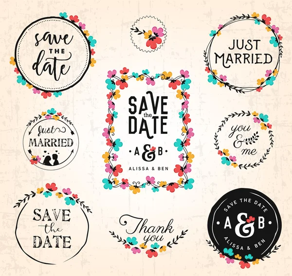 Wedding designelementen voor uitnodigingen en opslaan kaarten de datum in Vintage stijl — Stockvector