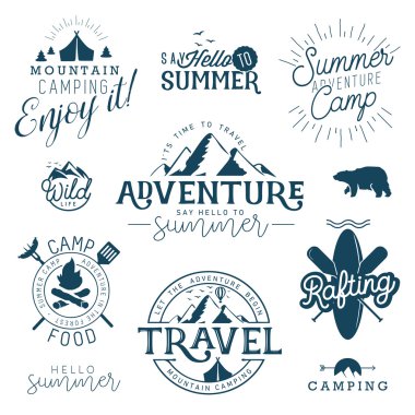 Yaz kampı, macera ve seyahat tasarım öğelerini Vintage tarzı