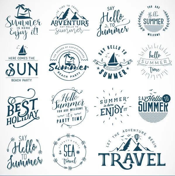 Summer Calligraphic Designs in Vintage Style — Stock Vector