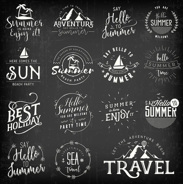 Summer Calligraphic Designs in Vintage Style — Stock Vector