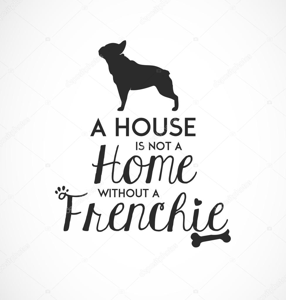 French Bulldog Typographic Background. Poster / Greeting Card in Vintage Style