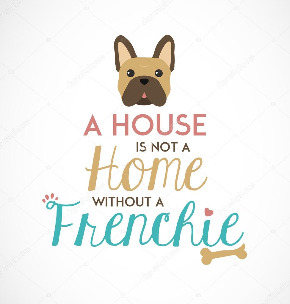 French Bulldog Typographic Background. Poster / Greeting Card in Vintage Style