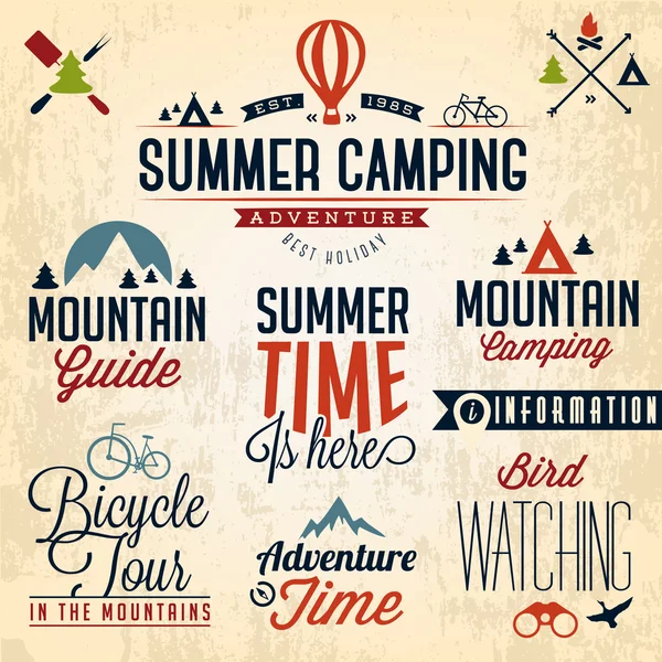 ビンテージ スタイルのベクトル書道デザイン要素の夏キャンプ — ストックベクタ