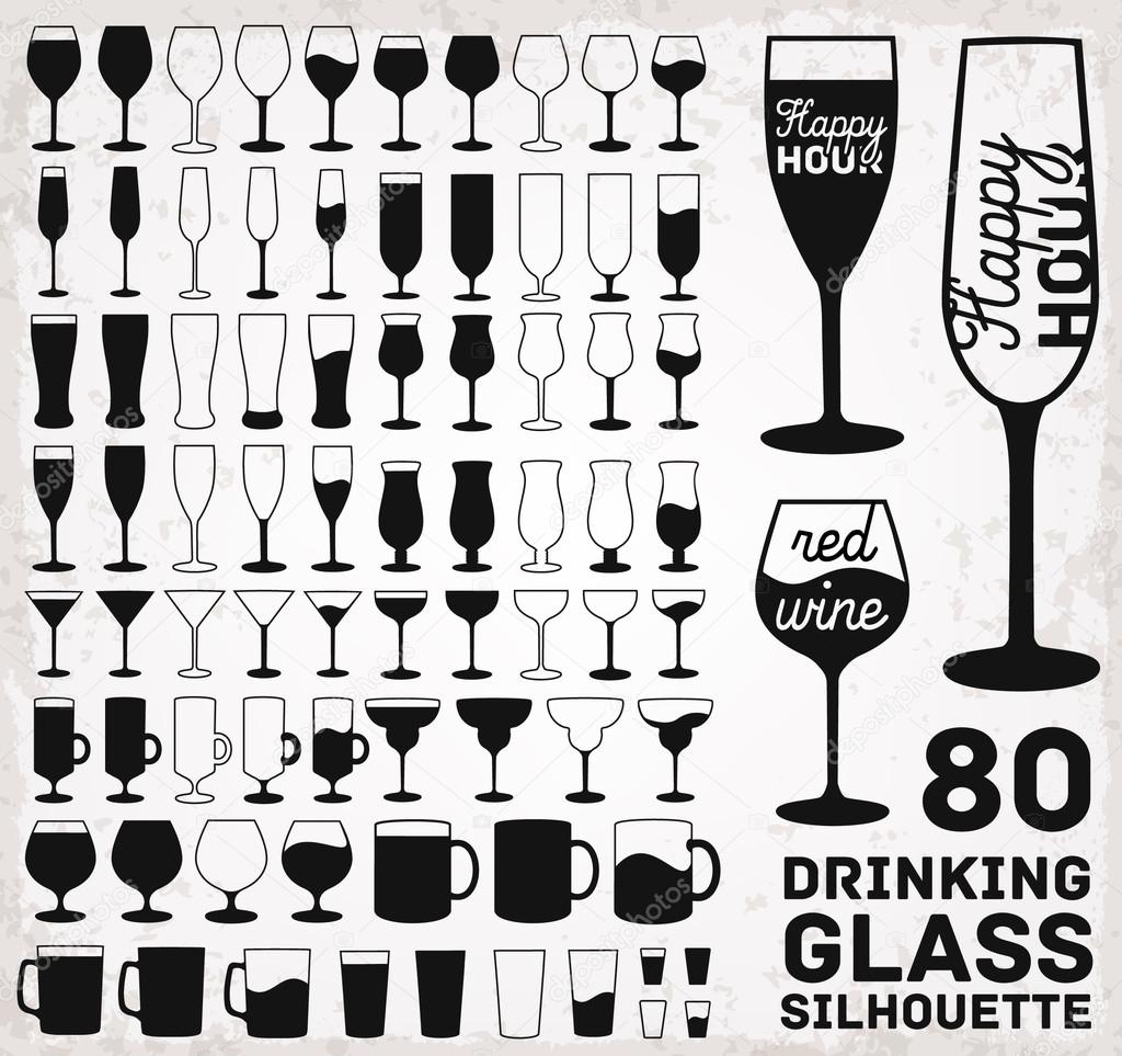 Drinking Glass Silhouettes. Vector Illustration