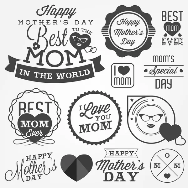 Happy Mother's Day Badges and Labels in Vintage Style — Stock Vector